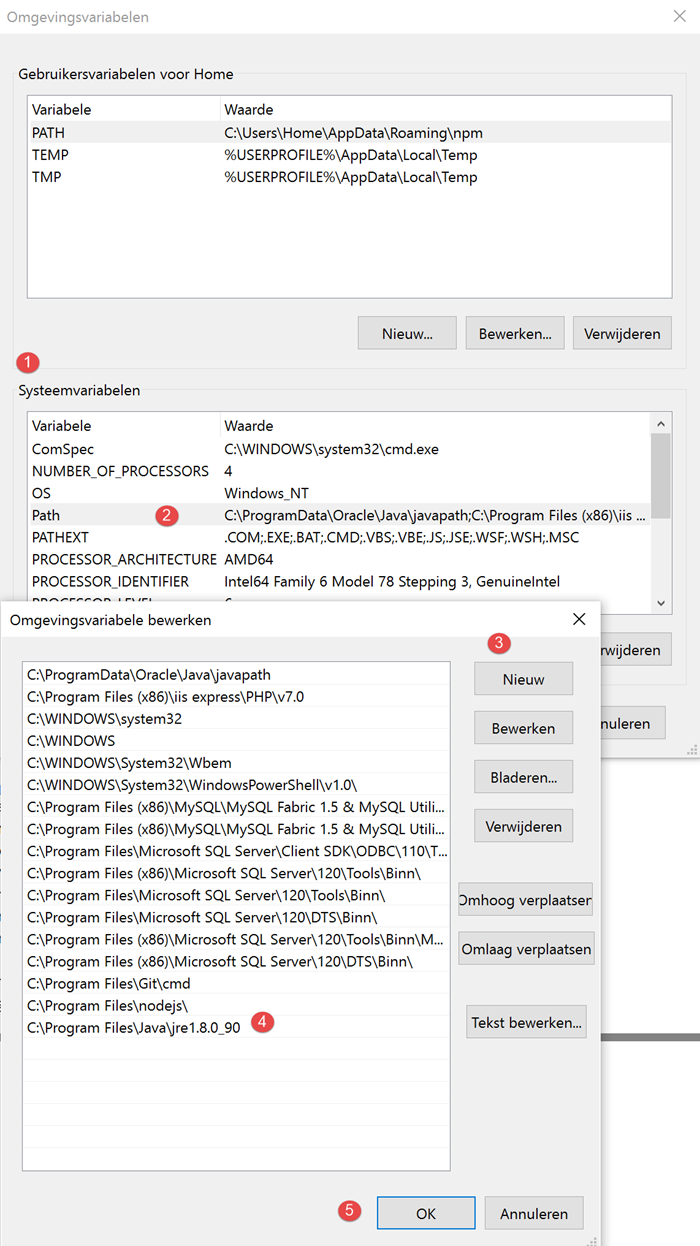 Java JDK Path systeemvariabele aanpassen